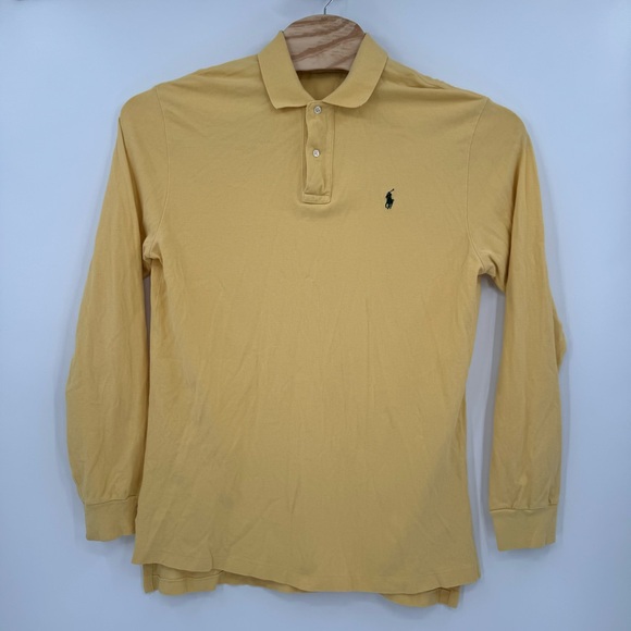 Polo Ralph Lauren Men’s Large Yellow 100% Cotton‎ Long Sleeve Polo Shirt - Picture 2 of 7